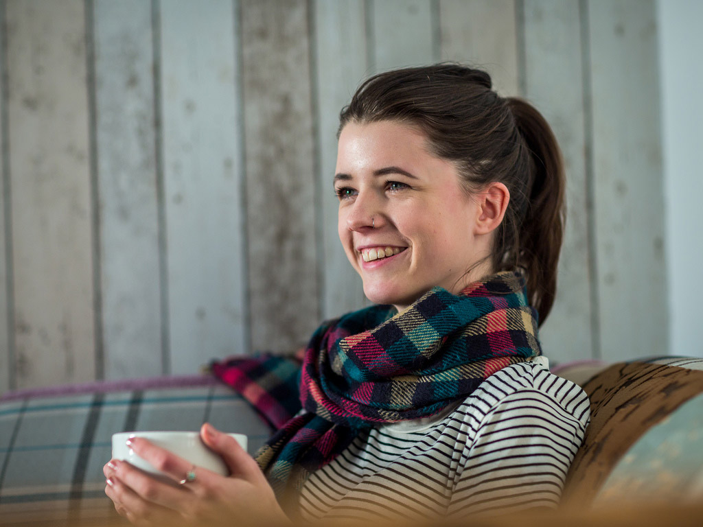 Student relaxing with a coffee